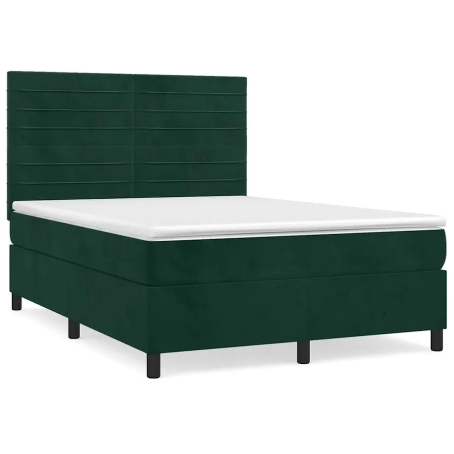 Sommier à lattes de lit et matelas Vert foncé 140x200cm Velours - 2