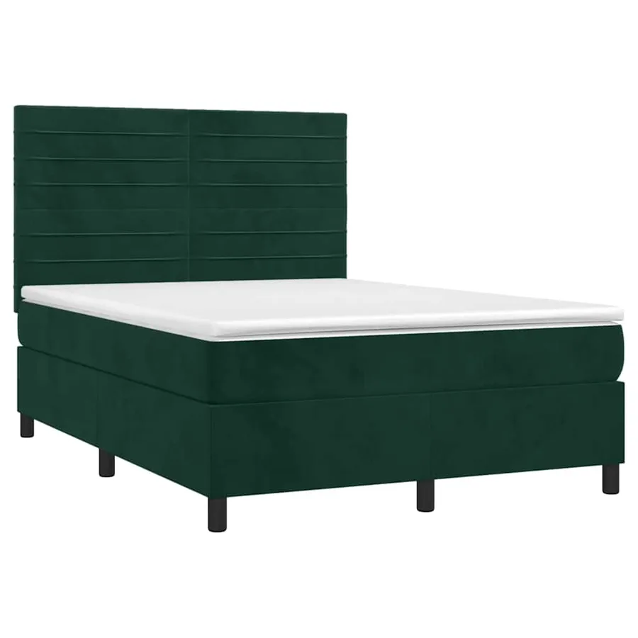 Sommier à lattes de lit et matelas Vert foncé 140x200cm Velours - 3