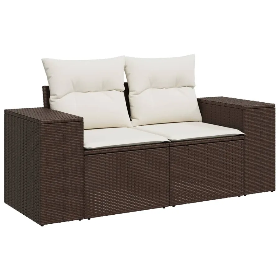Salon de jardin 10 pcs avec coussins marron résine tressée - 3