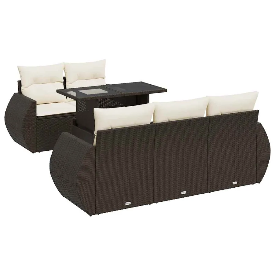 Salon de jardin avec coussins 6 pcs marron résine tressée - 2