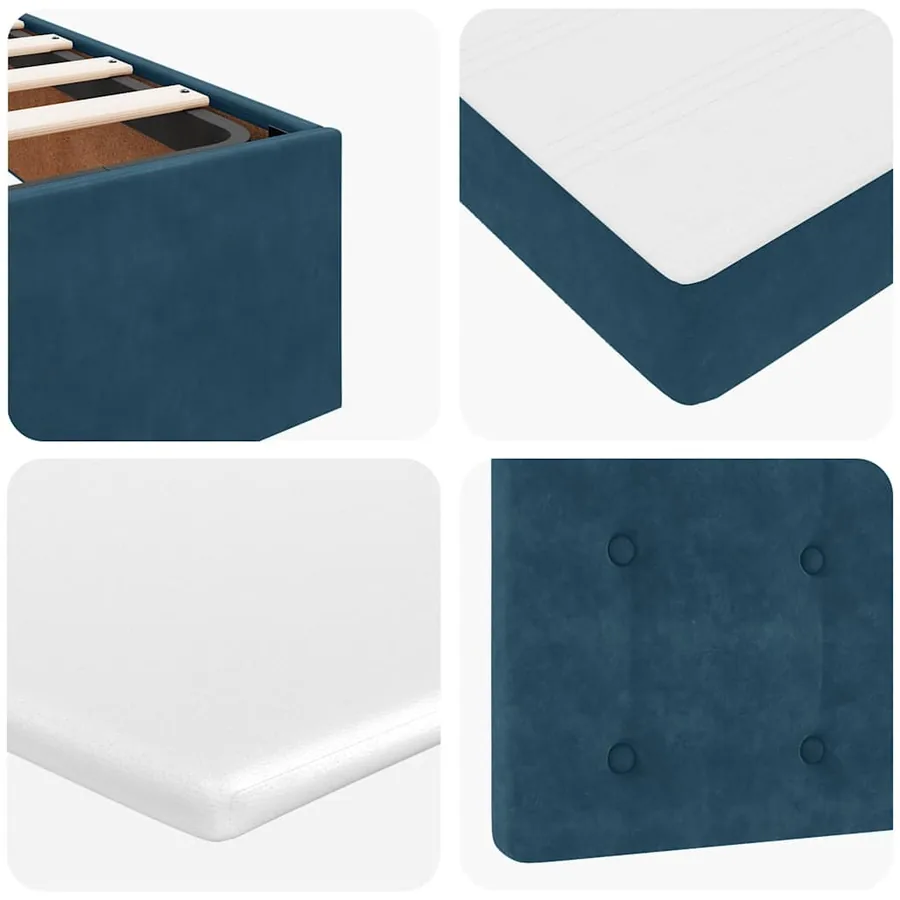 Cadre de lit ottoman avec matelas bleu foncé 120x200 cm velours - 13