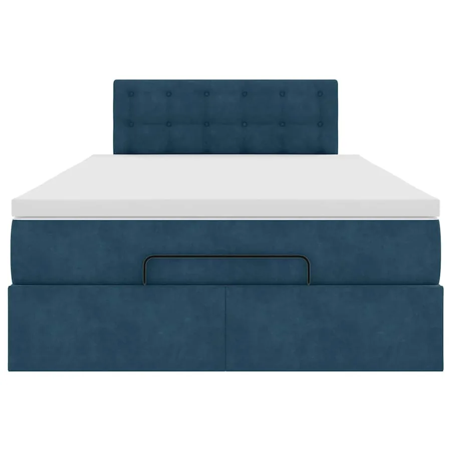 Cadre de lit ottoman avec matelas bleu foncé 120x200 cm velours - 7