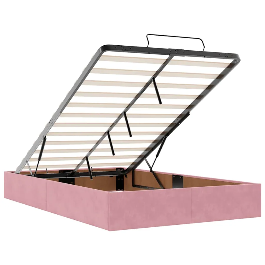Cadre de lit ottoman avec matelas rose 120x200 cm velours - 10