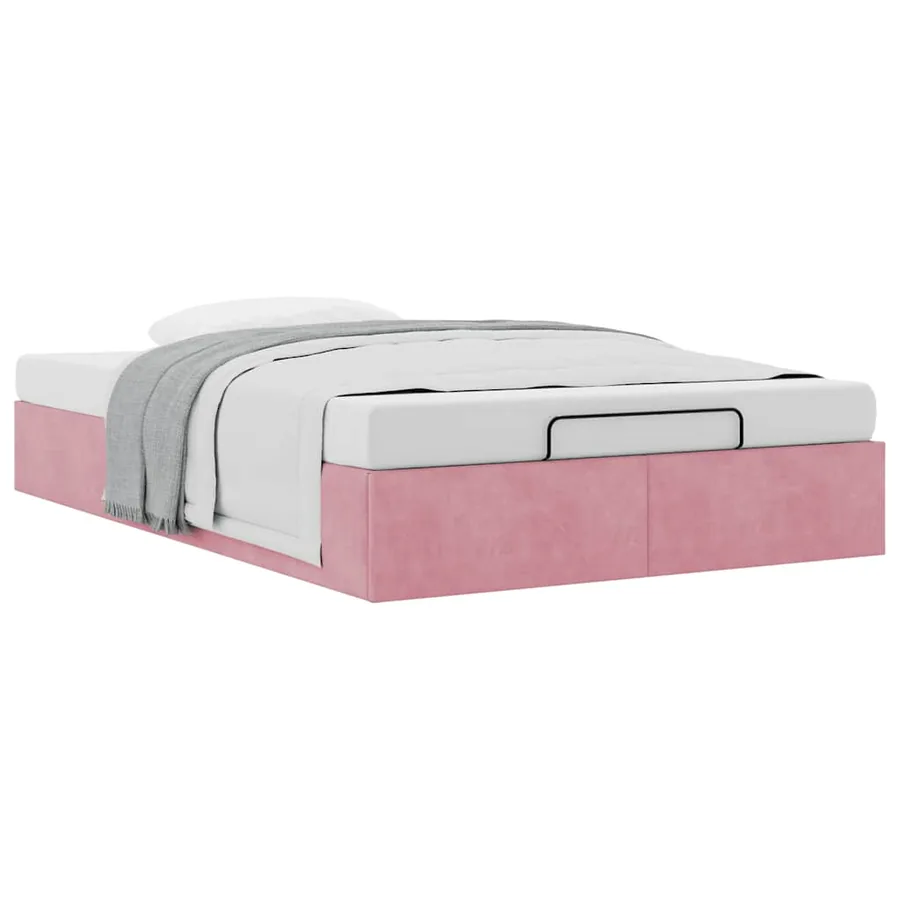 Cadre de lit ottoman sans matelas rose 120x200 cm velours - 5