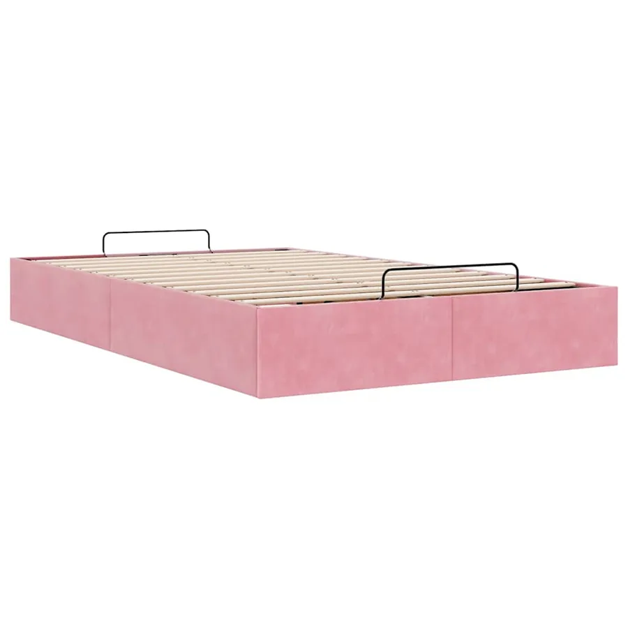 Cadre de lit ottoman sans matelas rose 120x200 cm velours - 6
