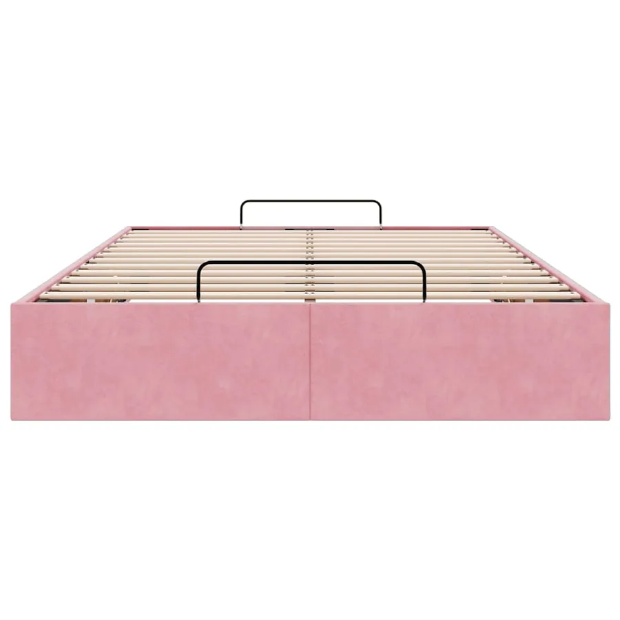 Cadre de lit ottoman sans matelas rose 120x200 cm velours - 7