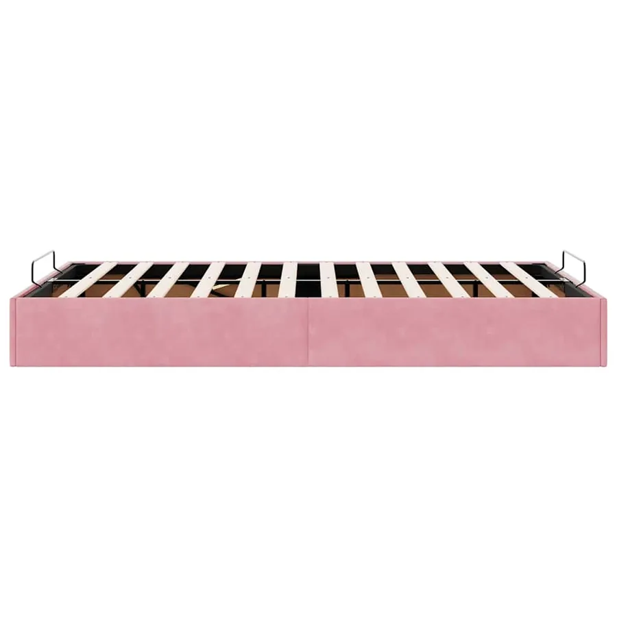 Cadre de lit ottoman sans matelas rose 120x200 cm velours - 8