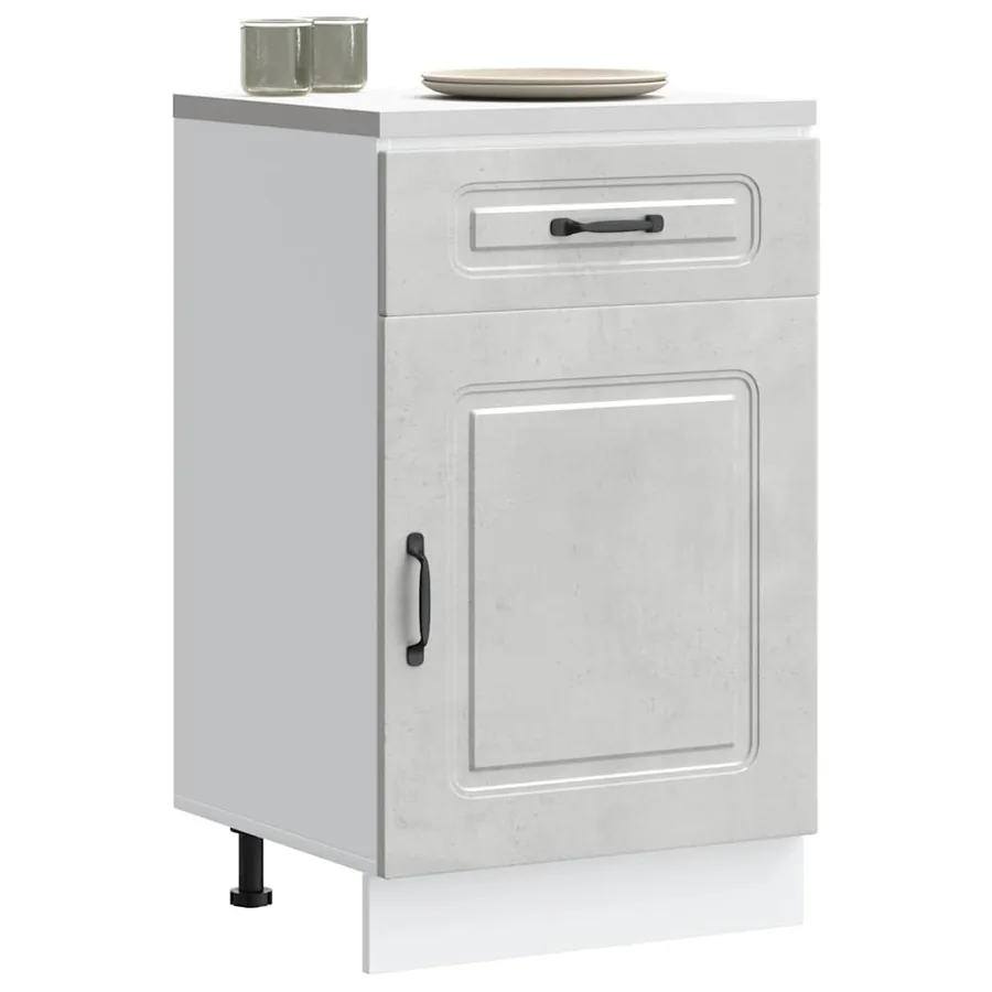 Armoire de cuisine Kalmar gris béton bois d'ingénierie