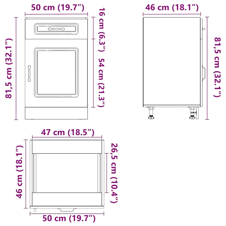 Armoire de cuisine Kalmar gris béton bois d'ingénierie - 12