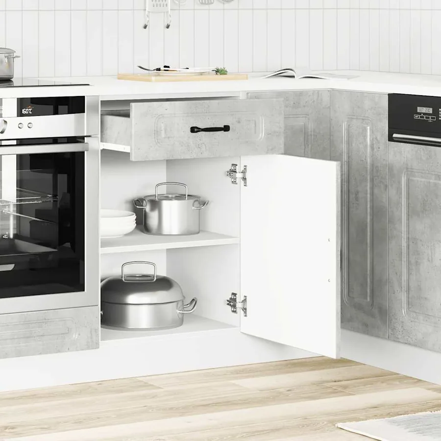 Armoire de cuisine Kalmar gris béton bois d'ingénierie - 3