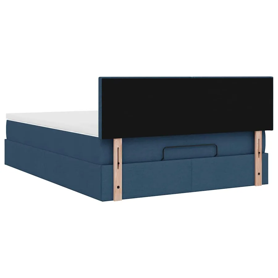 Cadre de lit ottoman avec matelas bleu 140x200 cm tissu - 11