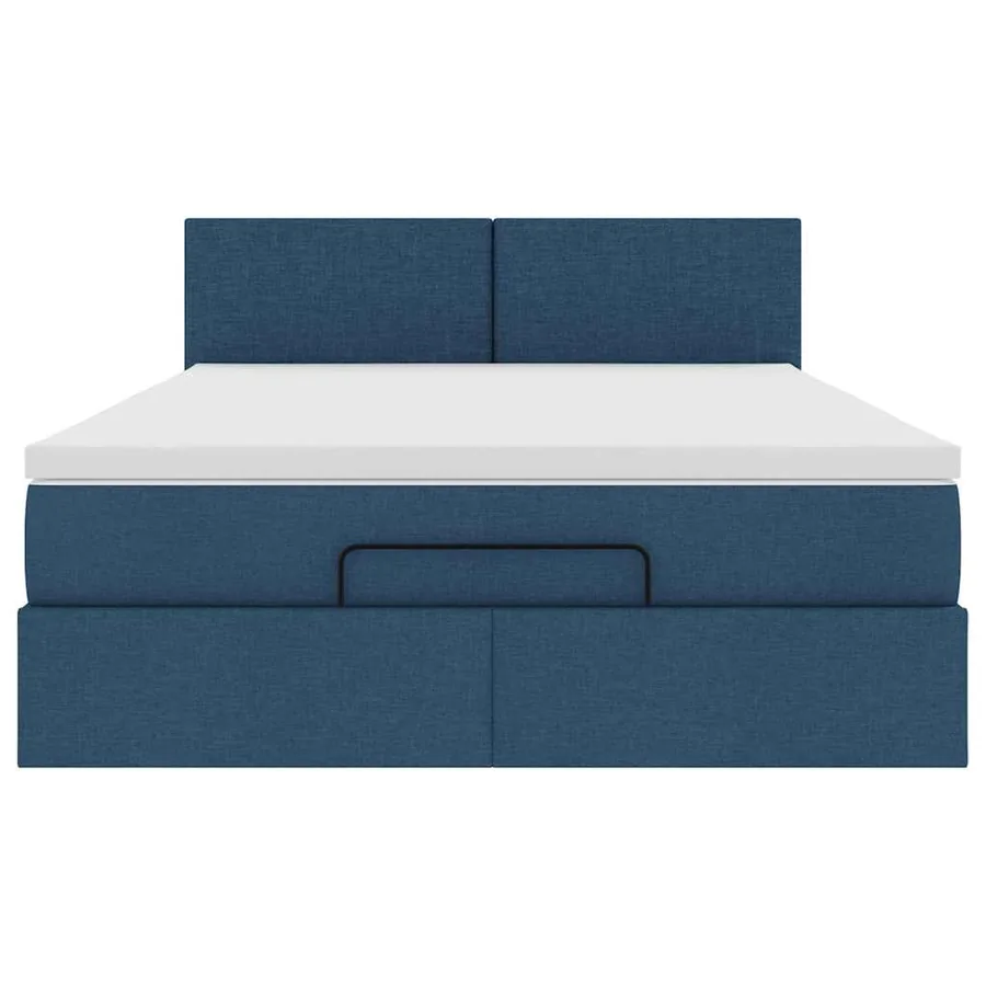 Cadre de lit ottoman avec matelas bleu 140x200 cm tissu - 7
