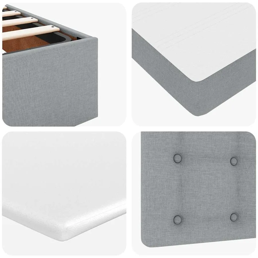 Cadre de lit ottoman et matelas gris clair 140x200 cm tissu - 14