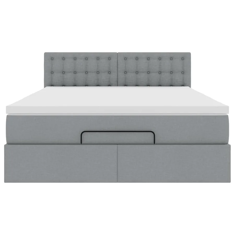 Cadre de lit ottoman et matelas gris clair 140x200 cm tissu - 7