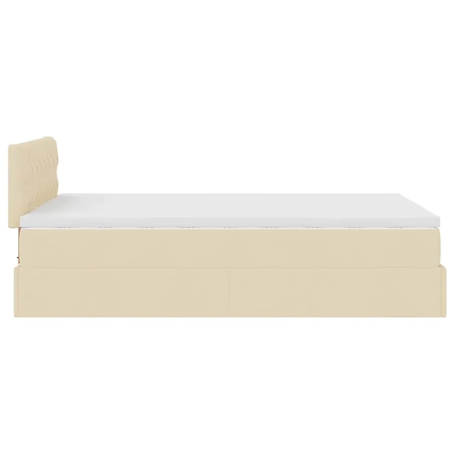 Cadre de lit ottoman avec matelas crème 120x190 cm tissu - 10