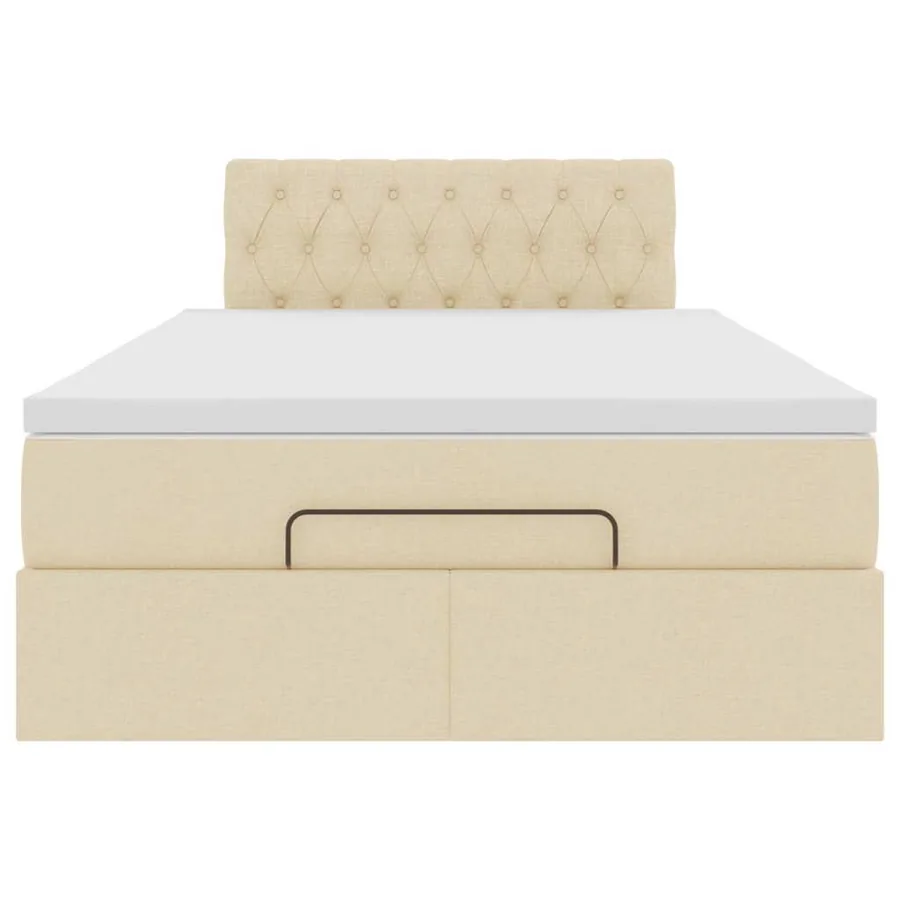 Cadre de lit ottoman avec matelas crème 120x190 cm tissu - 7