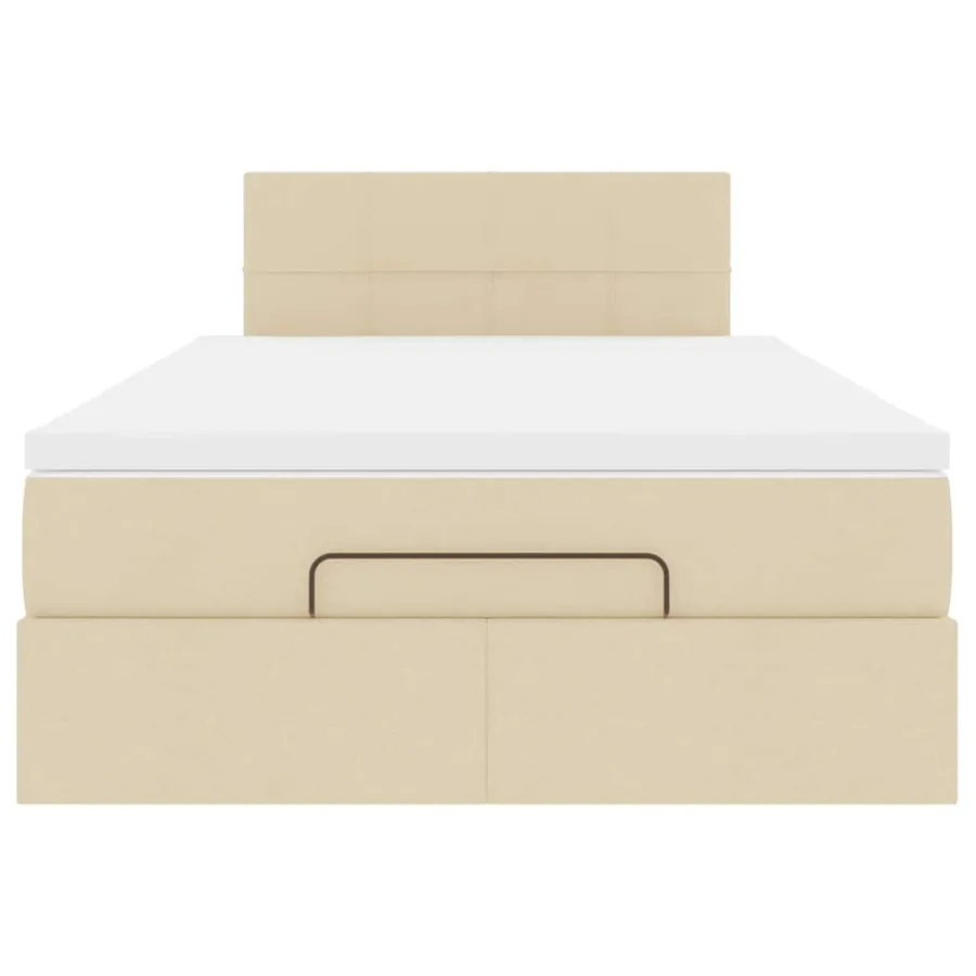 Lit ottoman avec matelas et LED crème 120x190 cm tissu - 8