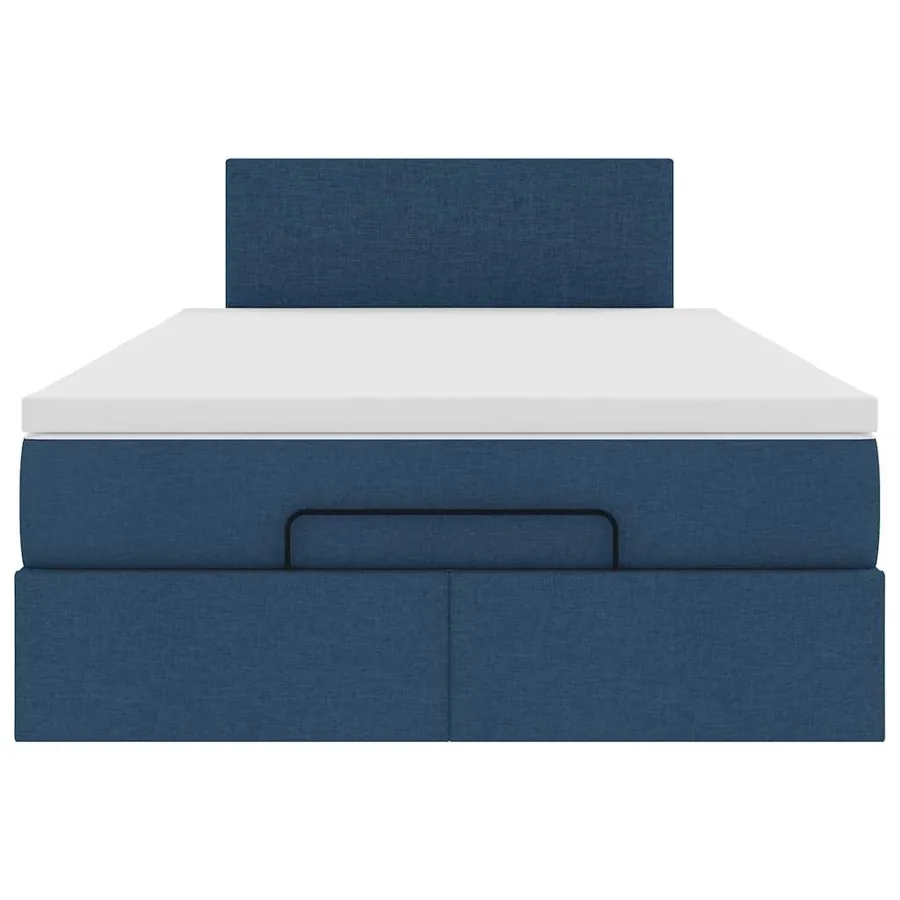 Lit ottoman avec matelas et LED bleu 120x190 cm tissu - 8