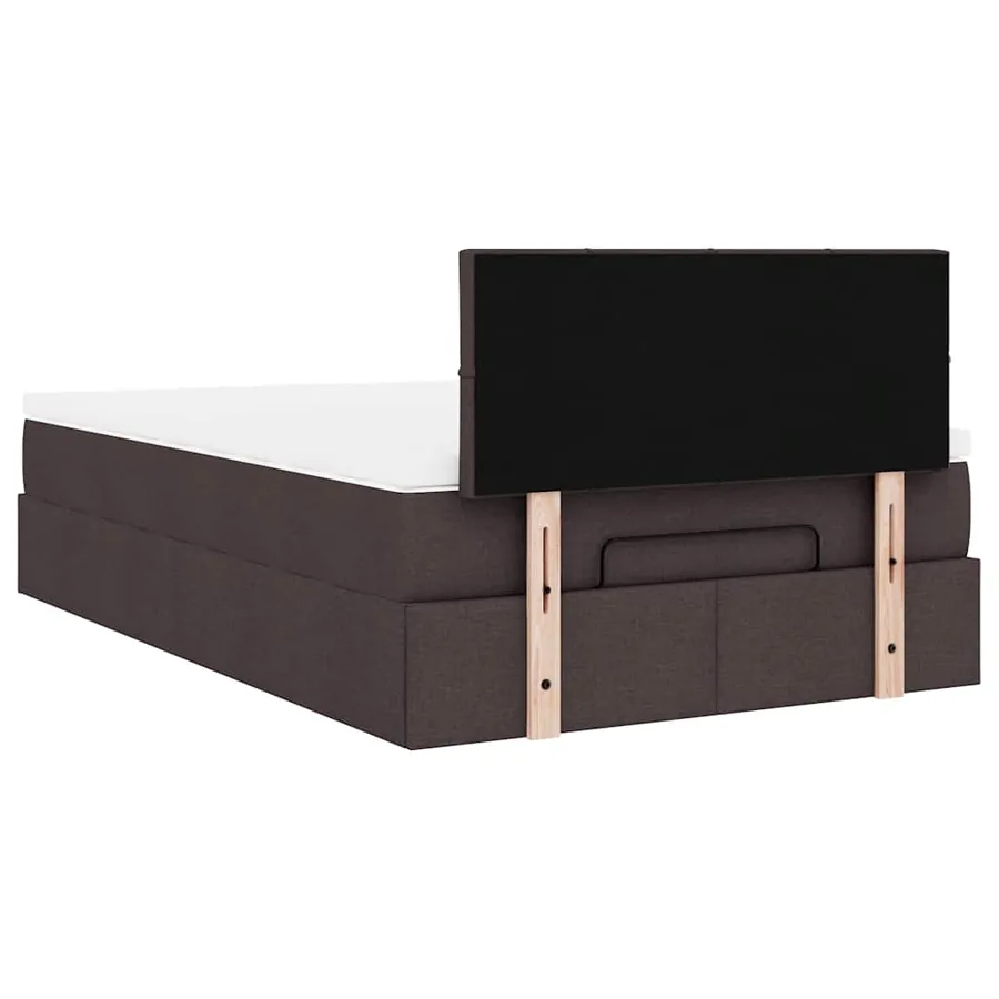 Cadre de lit ottoman avec matelas marron foncé 120x190 cm tissu - 12