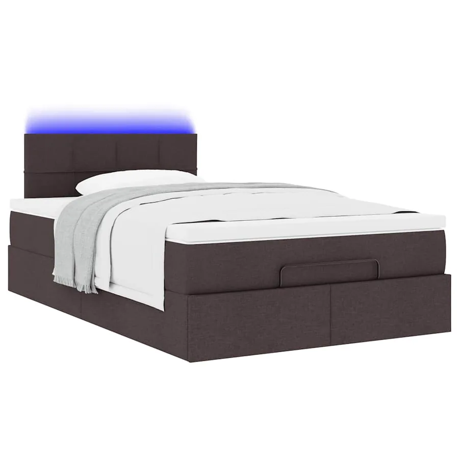 Cadre de lit ottoman avec matelas marron foncé 120x190 cm tissu - 6