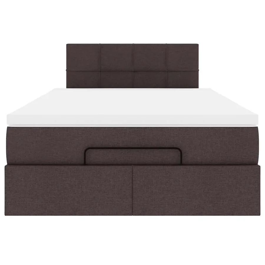 Cadre de lit ottoman avec matelas marron foncé 120x190 cm tissu - 8