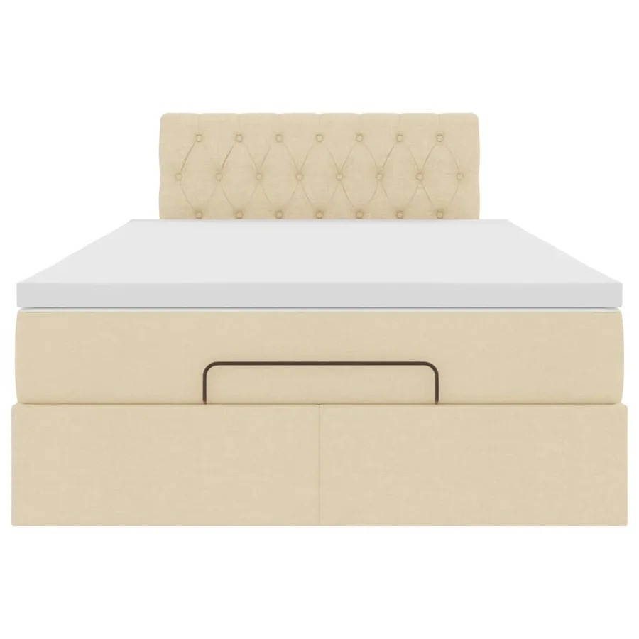 Lit ottoman avec matelas et LED crème 120x190 cm tissu - 8
