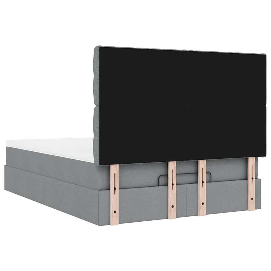 Cadre de lit ottoman et matelas gris clair 140x200 cm tissu - 11