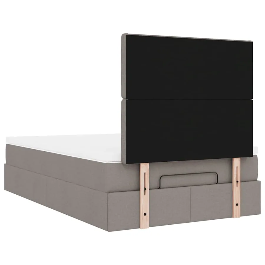 Cadre de lit ottoman avec matelas taupe 120x190 cm tissu - 12