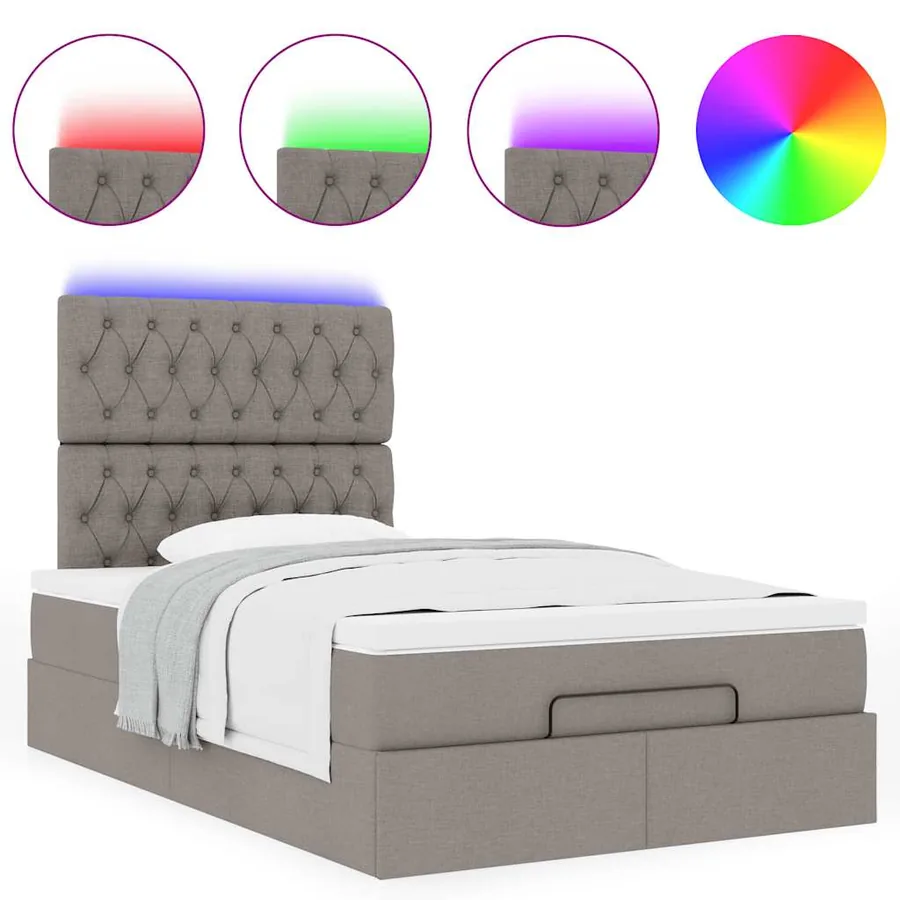 Cadre de lit ottoman avec matelas taupe 120x190 cm tissu - 5