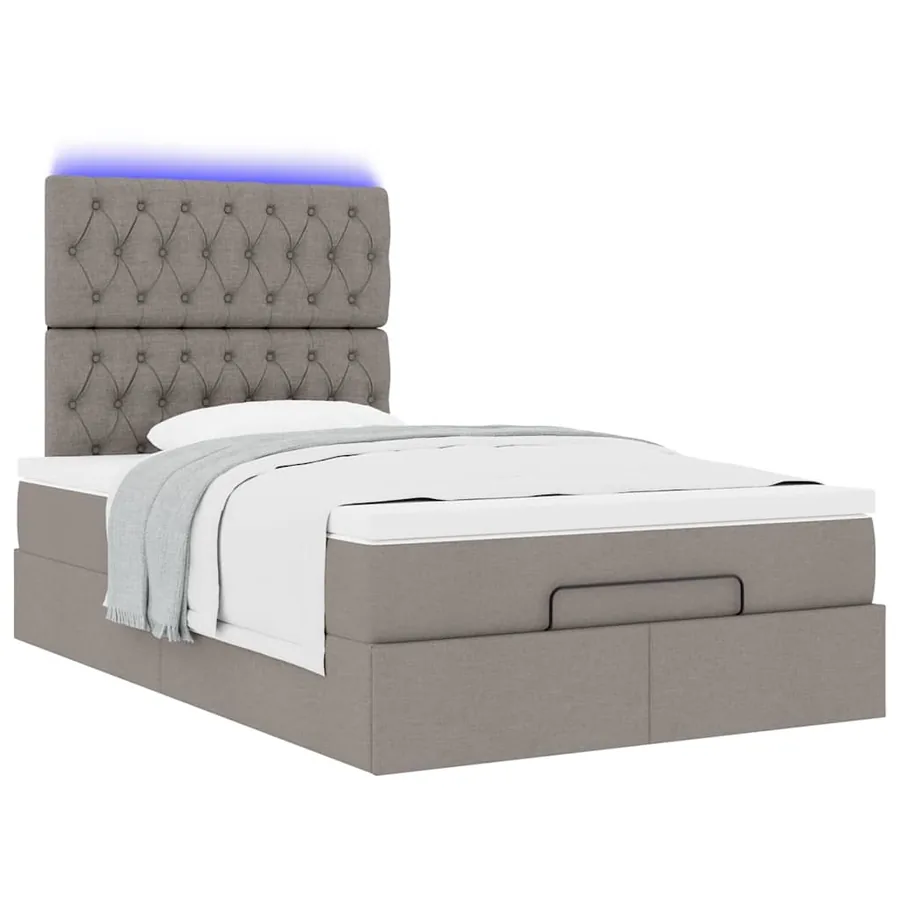 Cadre de lit ottoman avec matelas taupe 120x190 cm tissu - 6