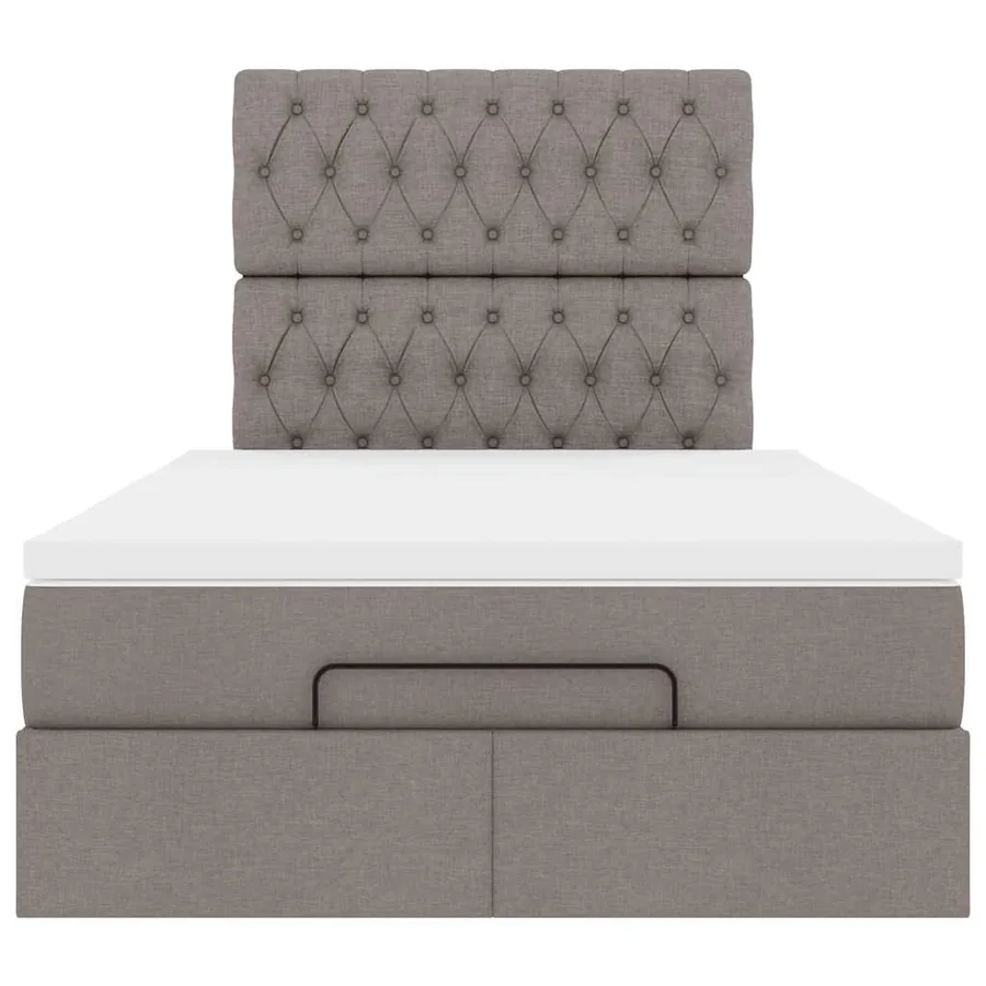 Cadre de lit ottoman avec matelas taupe 120x190 cm tissu - 8