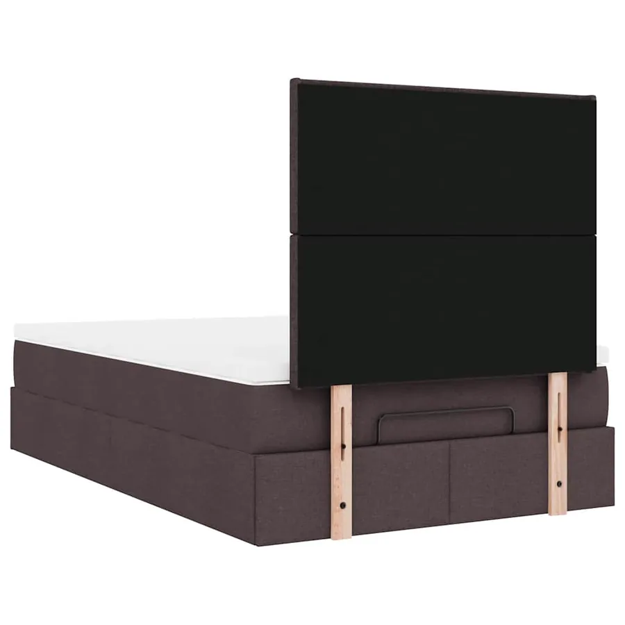 Cadre de lit ottoman avec matelas marron foncé 120x190 cm tissu - 12