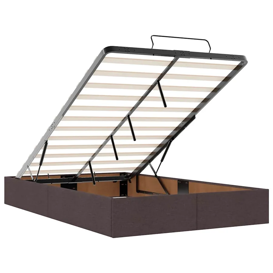 Cadre de lit ottoman avec matelas marron foncé 120x190 cm tissu - 13