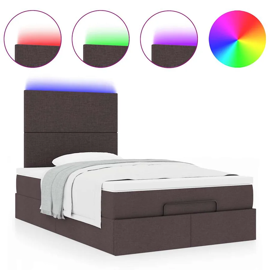 Cadre de lit ottoman avec matelas marron foncé 120x190 cm tissu - 5