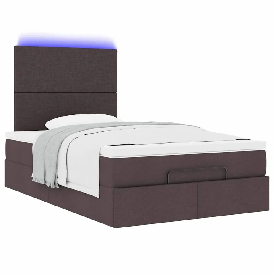 Cadre de lit ottoman avec matelas marron foncé 120x190 cm tissu - 6