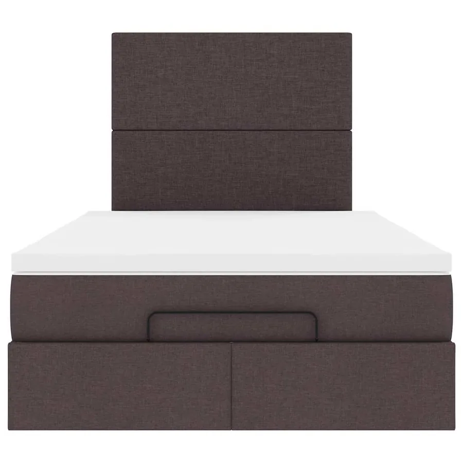 Cadre de lit ottoman avec matelas marron foncé 120x190 cm tissu - 8