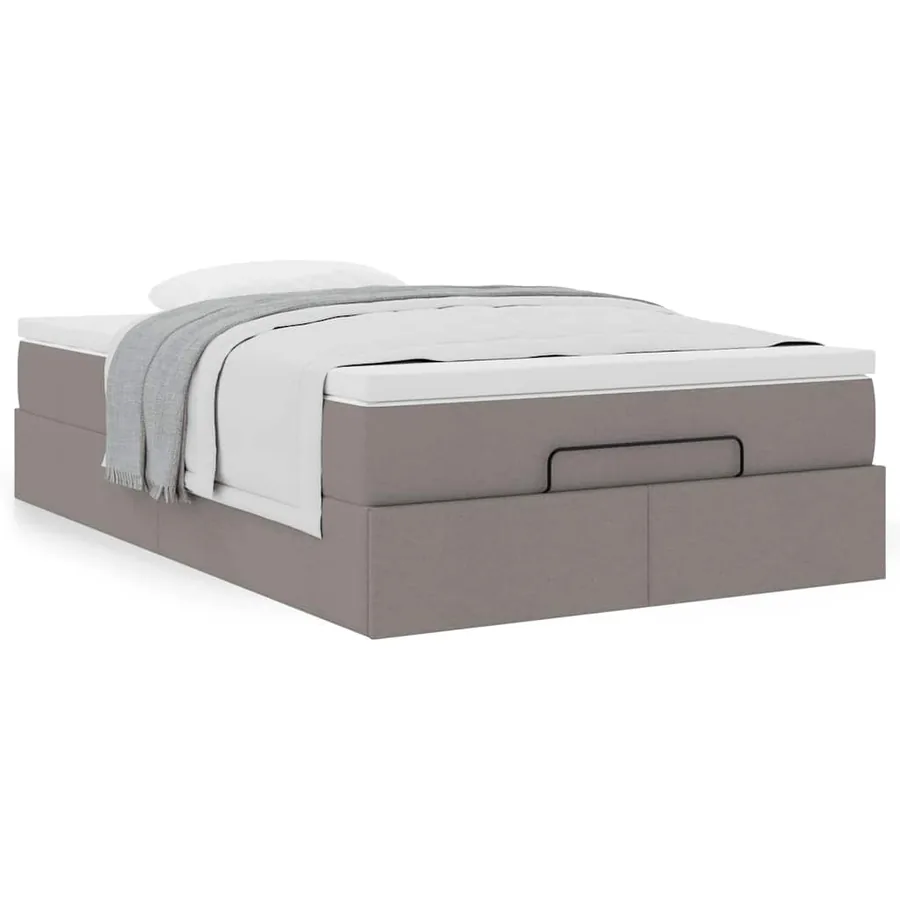 Cadre de lit ottoman avec matelas taupe 120x190 cm tissu - 4