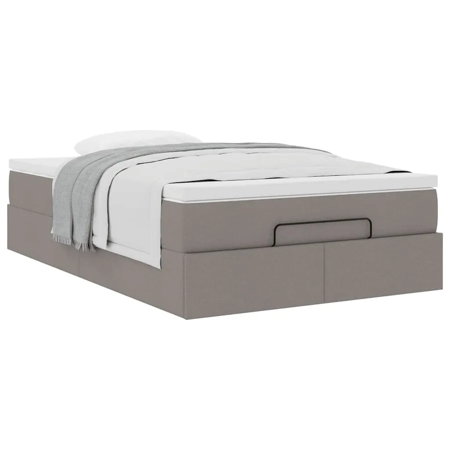 Cadre de lit ottoman avec matelas taupe 120x190 cm tissu - 5