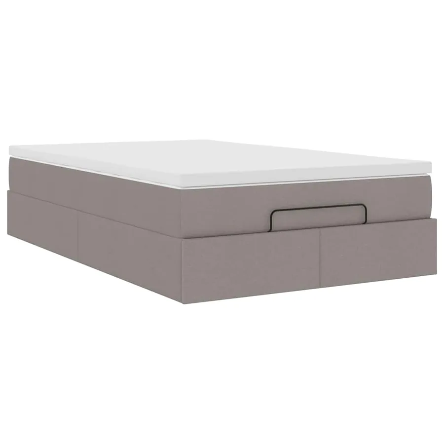 Cadre de lit ottoman avec matelas taupe 120x190 cm tissu - 6