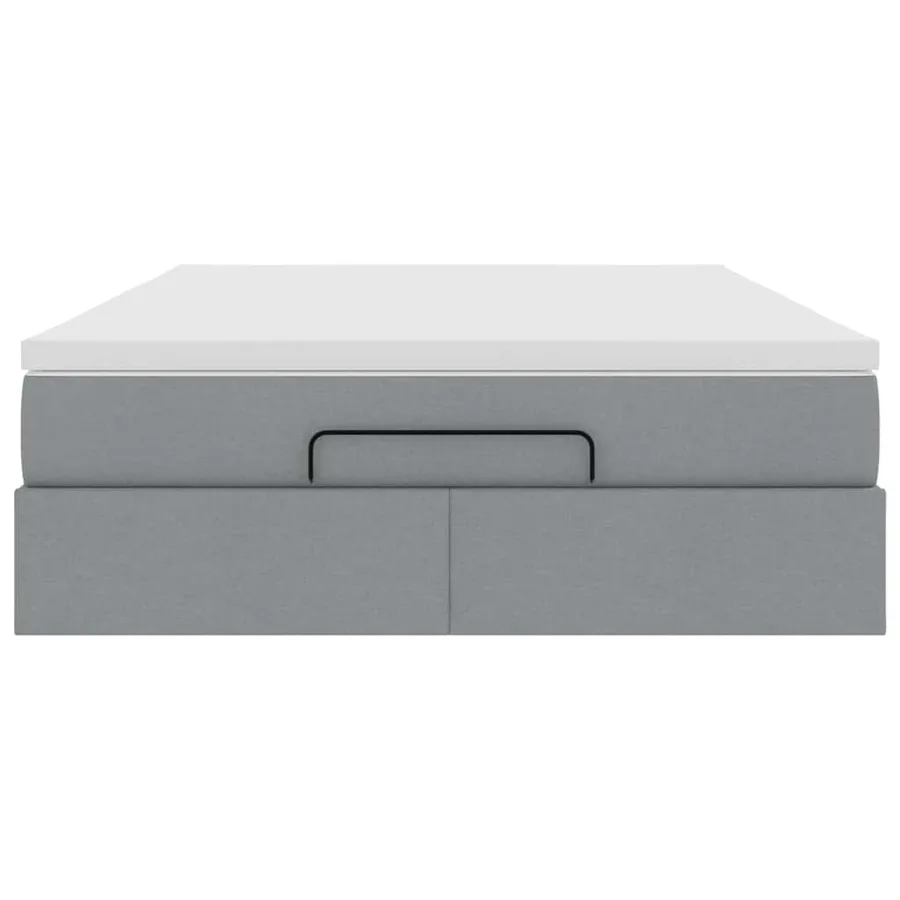 Cadre de lit ottoman et matelas gris clair 140x200 cm tissu - 7