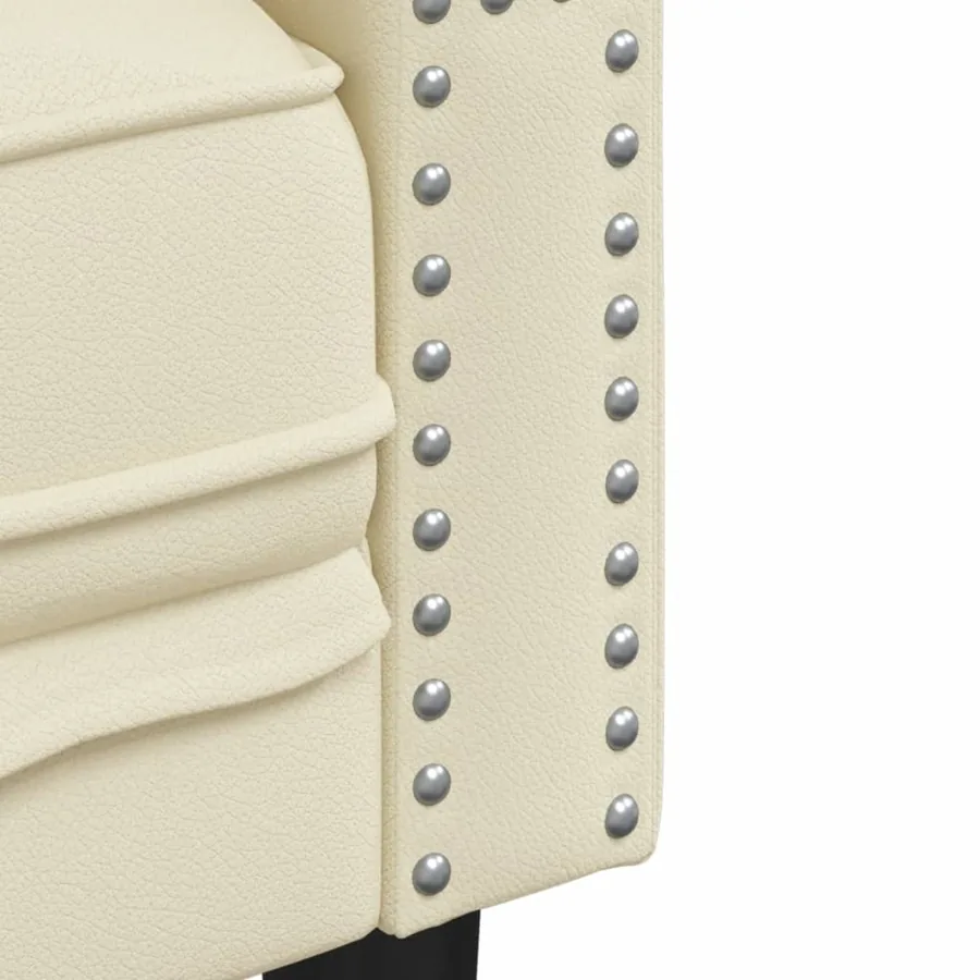 Ensemble de canapé Chesterfield 2 pcs crème similicuir - 6