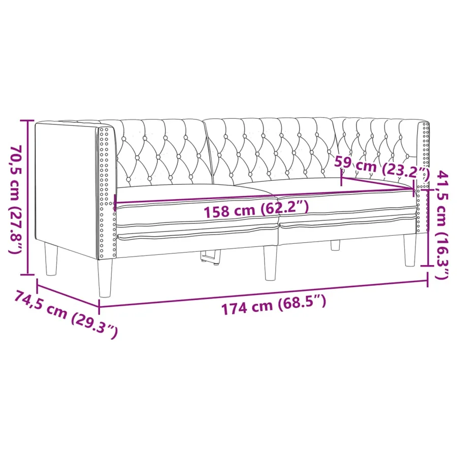 Ensemble de canapé Chesterfield 3 pcs crème similicuir - 10