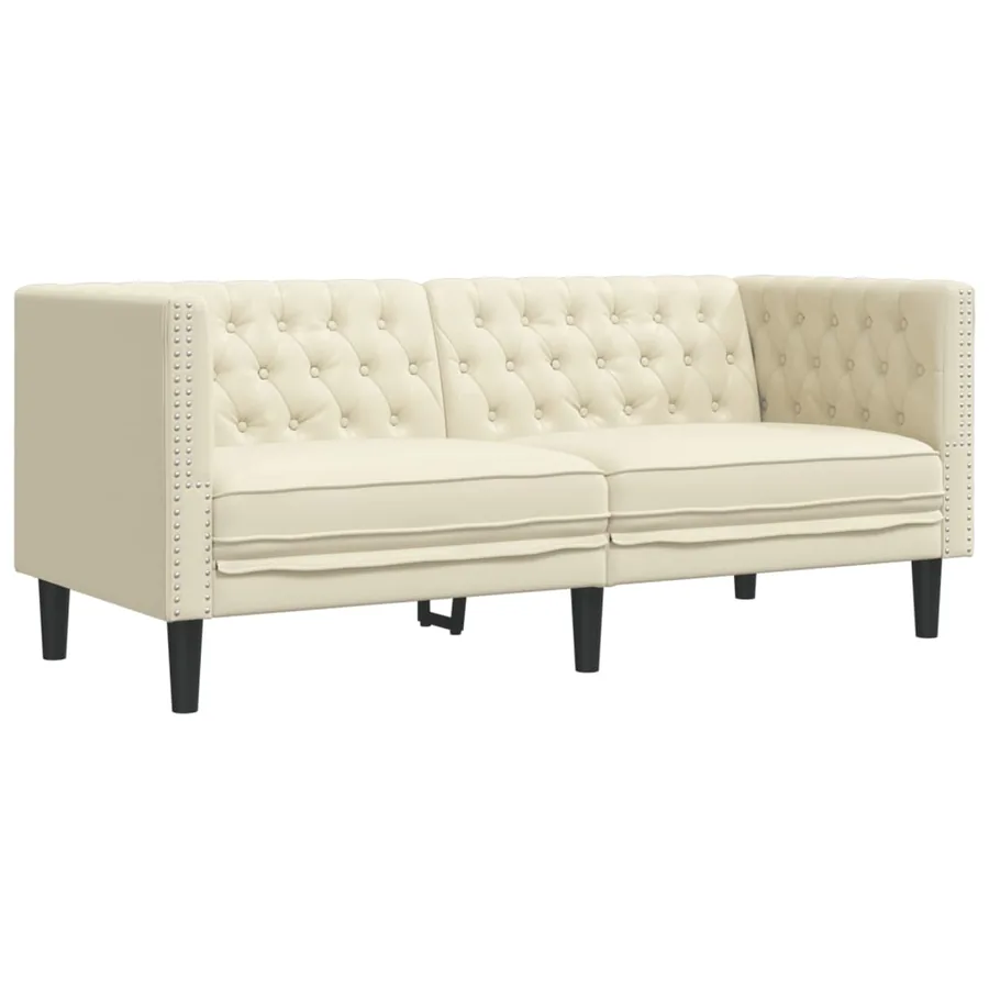 Ensemble de canapé Chesterfield 3 pcs crème similicuir - 5