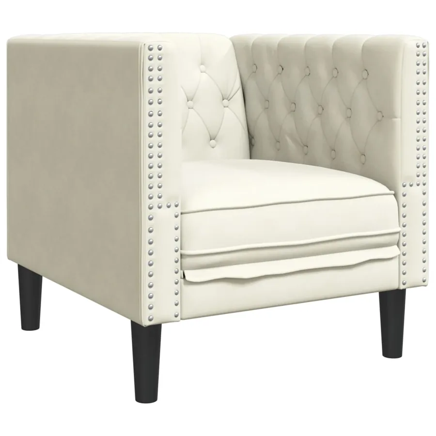 Ensemble de canapé Chesterfield 3 pcs crème similicuir - 6
