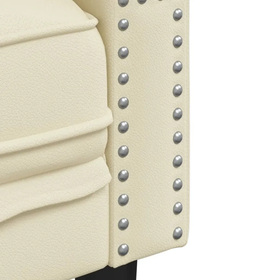Ensemble de canapé Chesterfield 3 pcs crème similicuir - 7