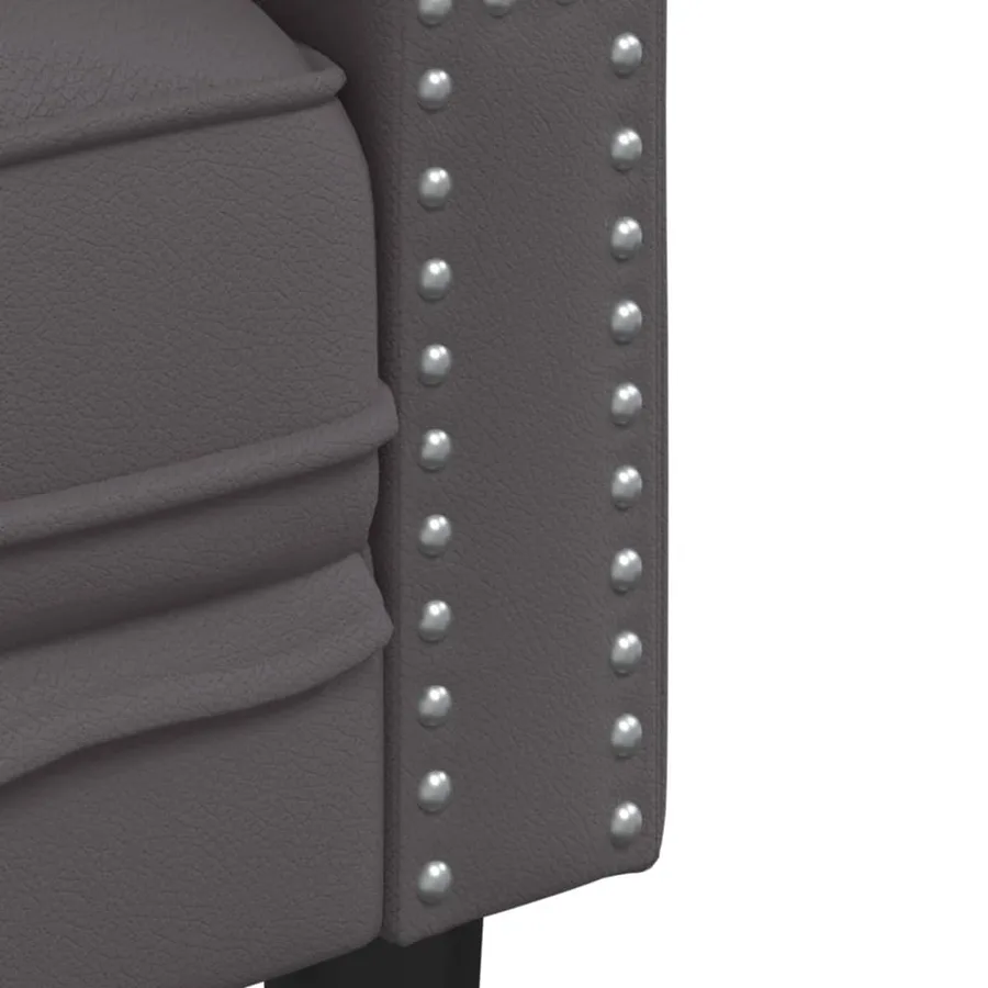Ensemble de canapé Chesterfield 2 pcs gris similicuir - 6