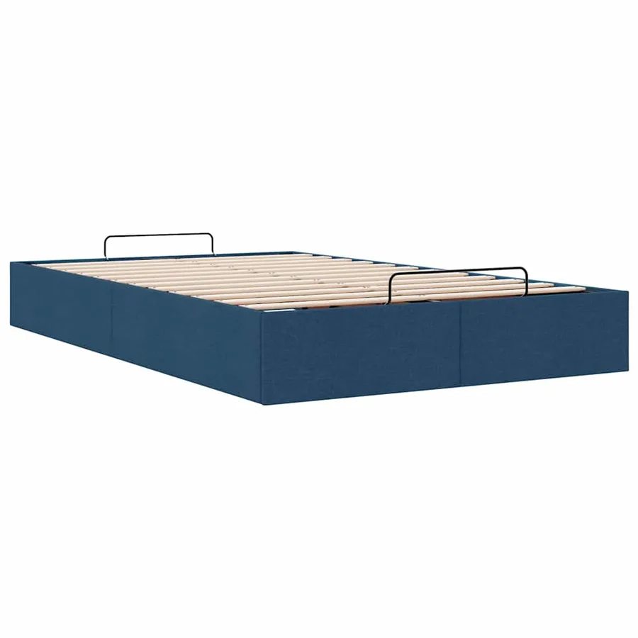 Cadre de lit ottoman sans matelas bleu 120x190 cm tissu - 6