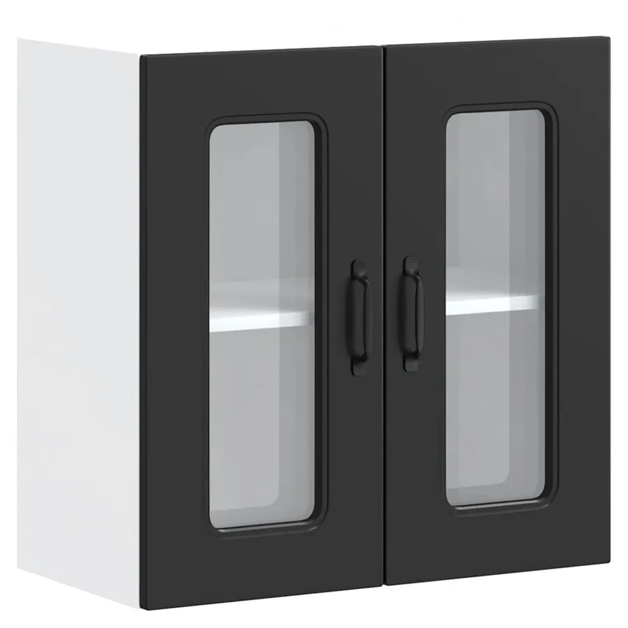 Armoire murale de cuisine avec porte en verre Kalmar noir - 2