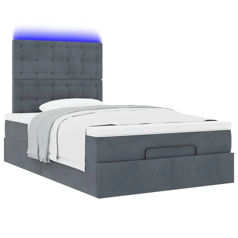 Cadre de lit ottoman et matelas gris foncé 120x200 cm velours - 6