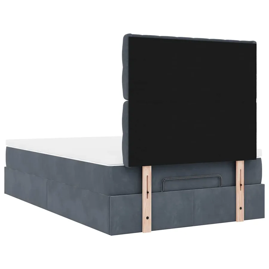 Cadre de lit ottoman et matelas gris foncé 120x200 cm velours - 10